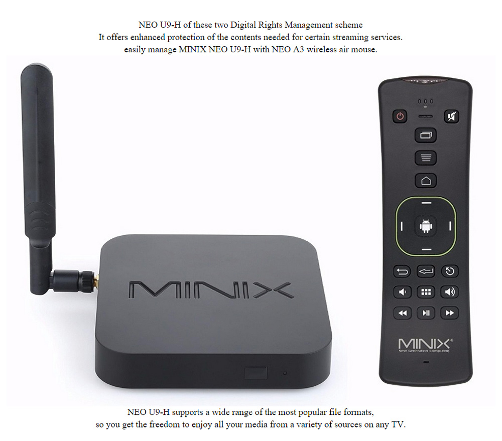 Minix NEO U9 - H TV Box + MINIX A3 Air Mouse Octa Core Cortex A53 CPU Android 6.0.1 OS